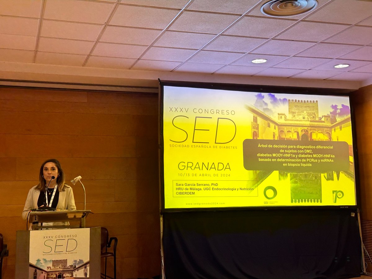 Sara Garcia nos presenta el árbol de decisión diseñado para el diagnóstico diferencial de sujetos DM2, MODY HFN1A y MODY HFN4A basado en determinación de PCRus y miRNAs en biopsia liquida en la #SEDiab24