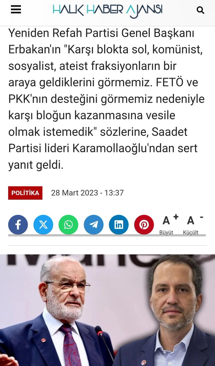 Bir zamanlar KARAMOLLAOGLU'a ne demişti @ErbakanFatih aşağıda okuyabilirsiniz. Bende şimdi @rprefahpartisi ne gönül veren bütün müslüman kardeşlerime şunu soruyorum. O günden bu güne ne değişti? Ben söyleyeyim Fatih değişti ve Temel'le birlik oldu. SİMDİ HEP BERABERLER.