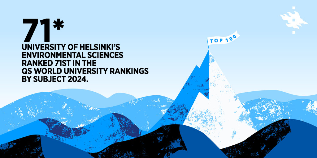 We are in the top 100! Environmental sciences has risen from 77th place last year to 71st in the QS World University Rankings by Subject 2024. 🙌 topuniversities.com/university-sub… #wearehelsinkiuni #viikkicampus
