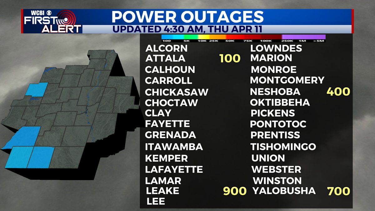 A look at area power outages - thankfully some improvement from yesterday afternoon! Thanks for the graphic inspo, @weathermankg