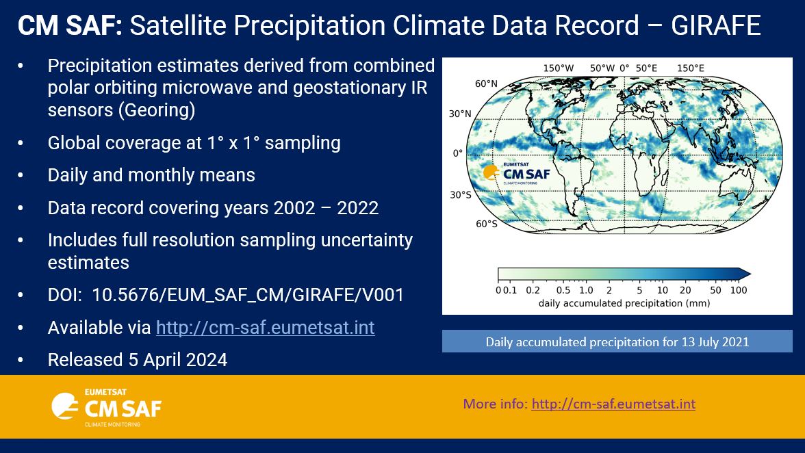 LotharSchueller's tweet image. A new data record of rainfall is now available. The  @eumetsat @Climate_SAF  (CM SAF) combined 20 years of data from microwave sensors with the IR images of geostationary weather satellites. Ideal for observation-based studies of climate variability.  cm-saf.eumetsat.int.