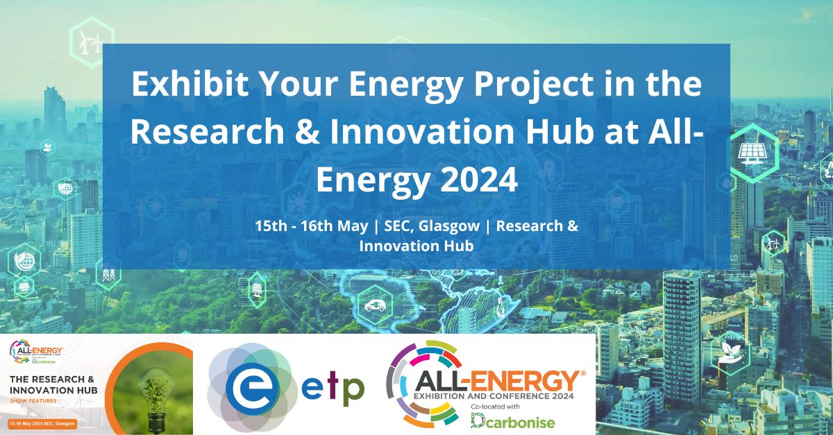 Showcase your projects at All-Energy 2024 with ETP in The Research &amp; Innovation Hub. Meet other like-minded organisations, network, and connect with universities looking to collaborate on projects and funding. Find out more: etp-scotland.ac.uk/Events-News/Ev… #ETPScotland #AllEnergy24