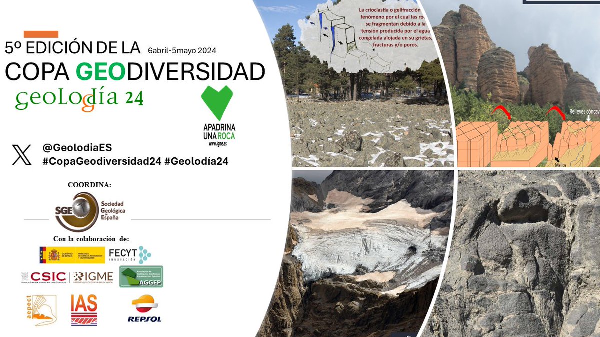 Avanzamos en la #CopGeodiversidad24. Turno del grupo 5⃣. Hoy conocemos: Límite K/T de Zumaia #Guipúzcoa Falla cuaternaria Concud #Teruel Paleokarst Sierra de los Grajos -Valle de los Navares #León Sucesión eocena y Discordancia Eoceno-Plioceno de Villafranqueza #Alicante