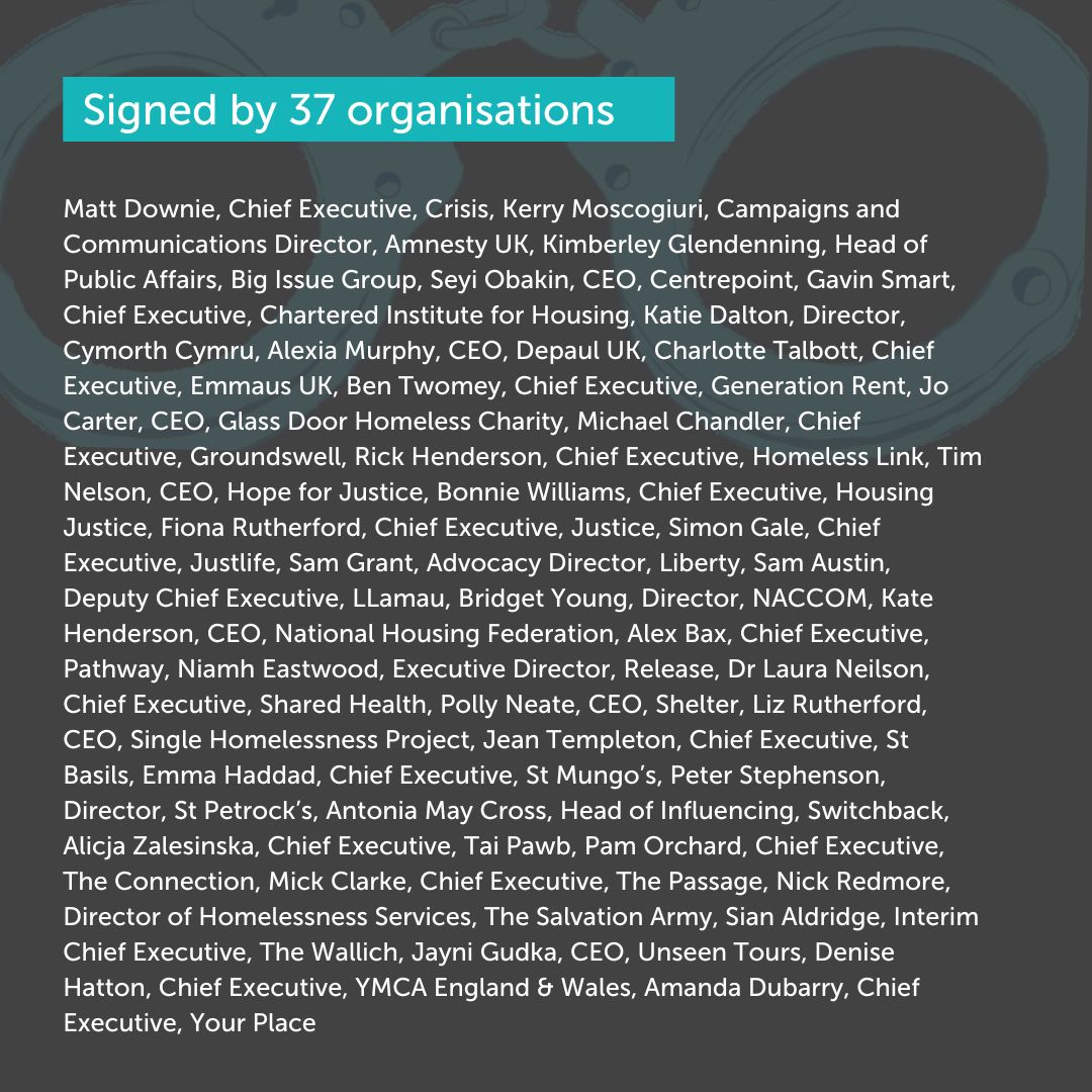 Threatening people sleeping rough with fines and prison will stigmatise those of us facing homelessness and make it harder to provide support. Join us and @crisis_uk and contact your MP urging them to stand against these plans. 🖊️bit.ly/3TVOx5p #CriminalJusticeBill