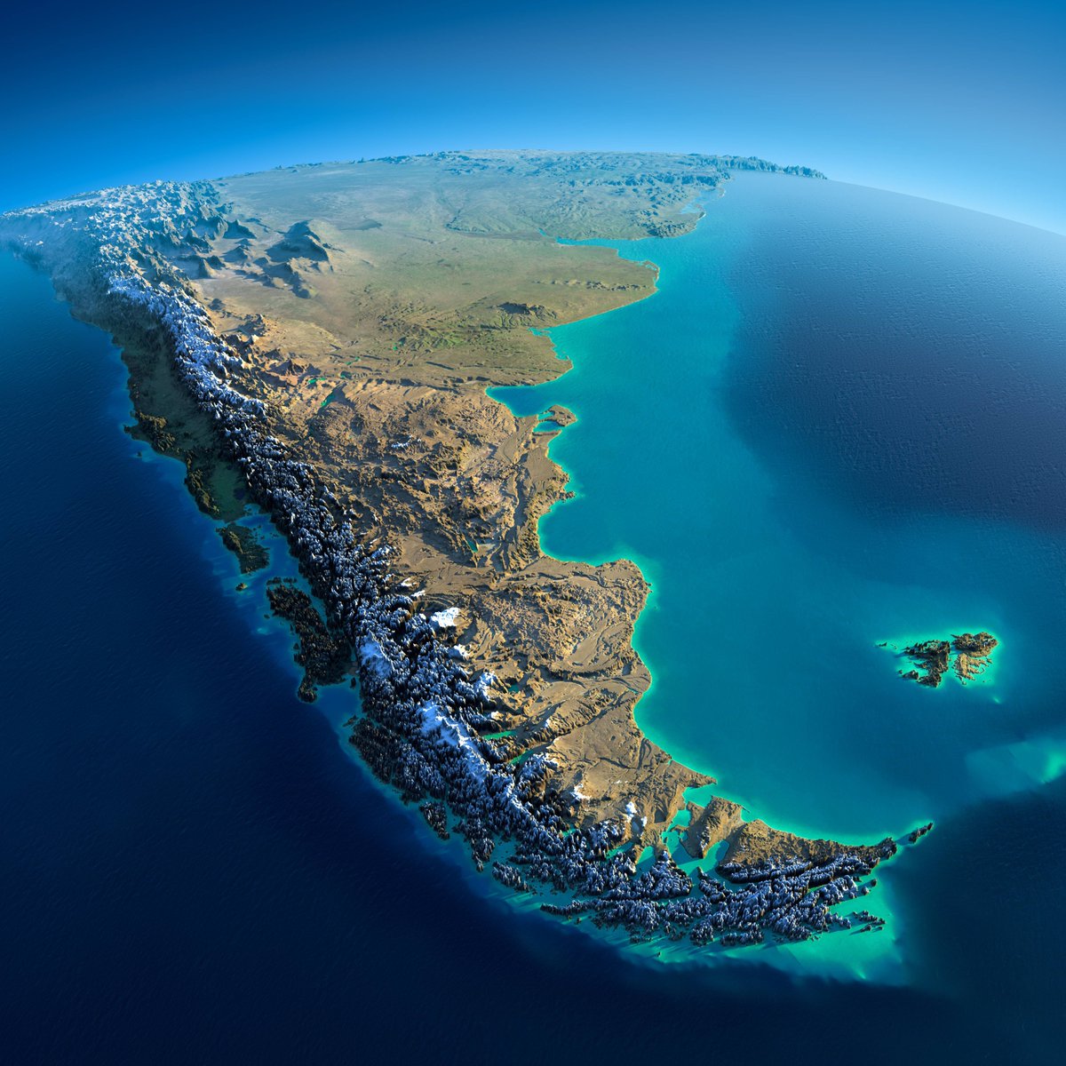 Relief map of Patagonia 🇦🇷🇨🇱