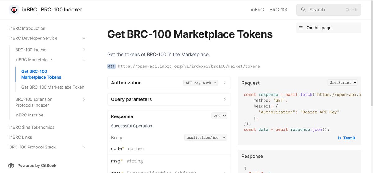 The #inBRC Open API of BRC-100 Marketplace is online now, docs.inbrc.org/inbrc-develope…

Send email to get a free API Key, contact@inbrc.org

#inBRC is the first #BRC100 marketplace and indexer <a href="/MikaelBTC/">Mikael.btc | BRC-100 & RSM</a>