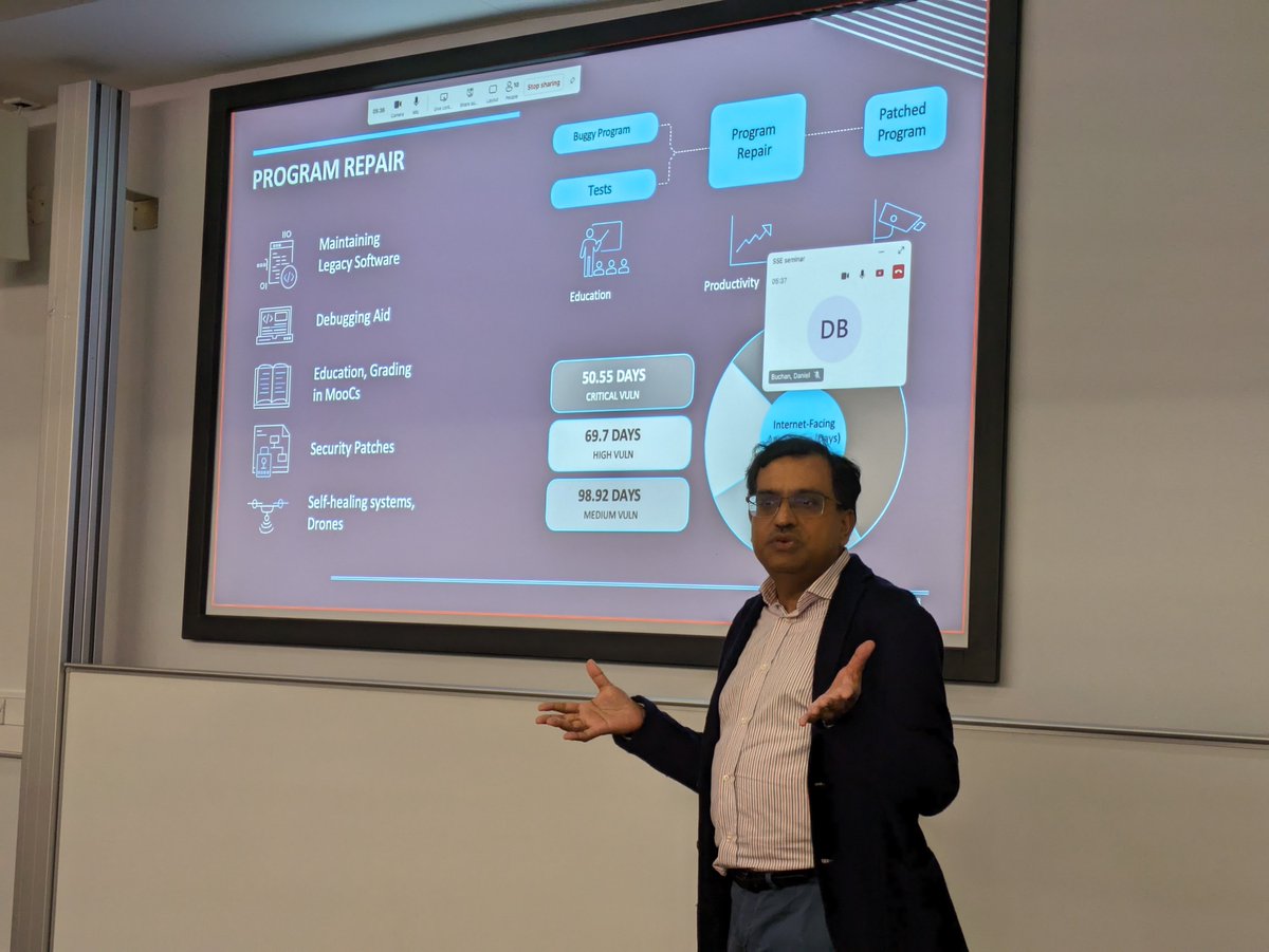 Thank you @AbhikRoychoudh1 for the inspiring talk on program repair and trusted automatic programming @uclcs @CRESTCOW. After the talk, feeling relieved I didn't choose programming as my main occupation, as we researchers will survive for a bit longer.