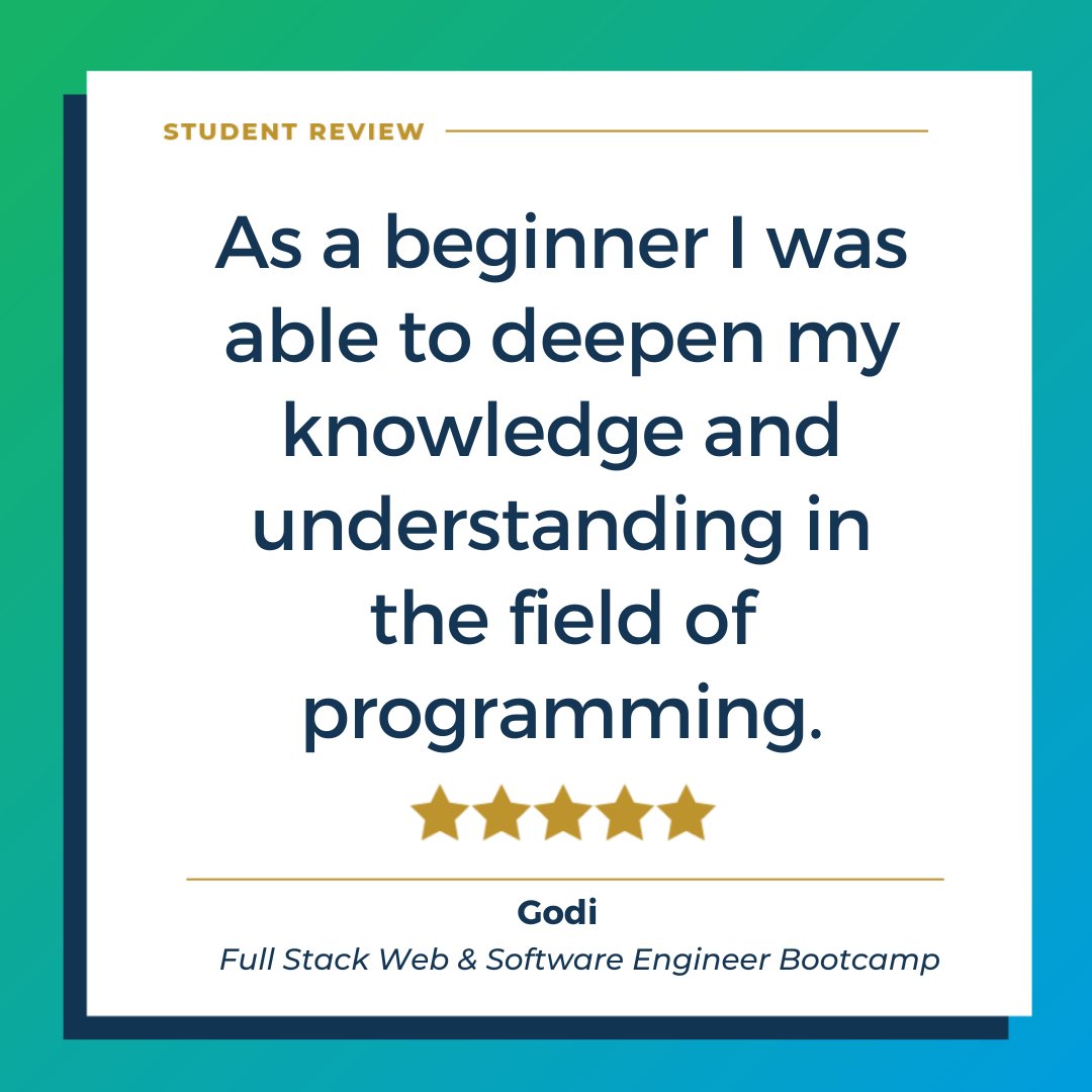 Huge thanks to our grad for sharing their success story from our Full Stack Web & Software Engineering Bootcamp! 🎓 Ready to start your own coding journey? Join our beginner-friendly bootcamp! Learn more bit.ly/49BUxpQ #FullStack #SoftwareEngineering #CodingBootcamp