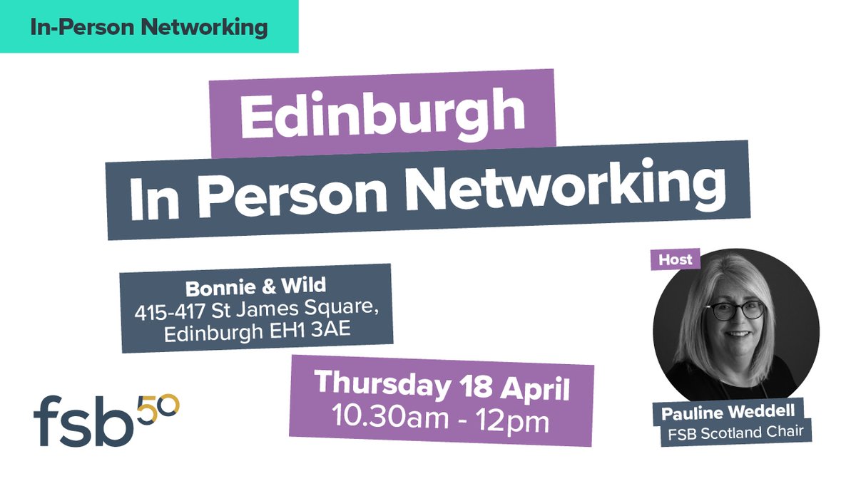 Our next Edinburgh networking event takes place a week today at the fab @Bonnieandwilduk. Book your free spot here and get ready to build those connections. go.fsb.org.uk/49VaRm5