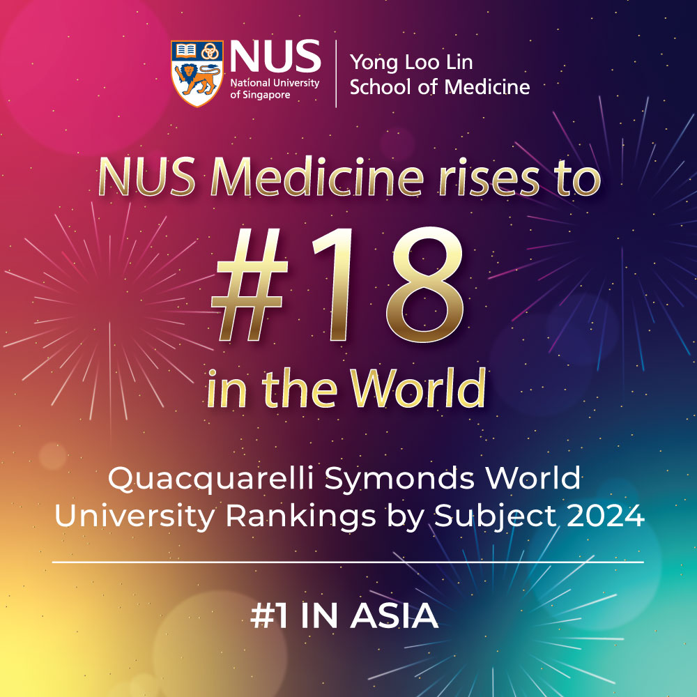 We are pleased to announce that NUS Medicine has risen to 18th in the World and 1st in Asia in the 2024 Quacquarelli Symonds (QS) World University Rankings. 🥳 Thank you to the entire NUS Medicine community for making this achievement possible! 🙏 #QSranking2024 #NUSMedicine