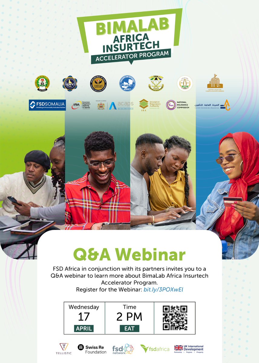 Tellistictec's tweet image. 🗓 Save the date! Wed, April 17 at 2 PM EAT for our exclusive live Webinar Q&amp;amp;A session as we explore strategies to elevate your startup through the #BimaLab #Insurtech Accelerator Programme. Seize this opportunity to thrive! Apply now: 🔗lnkd.in/gw4JAZZW @FSDAfrica