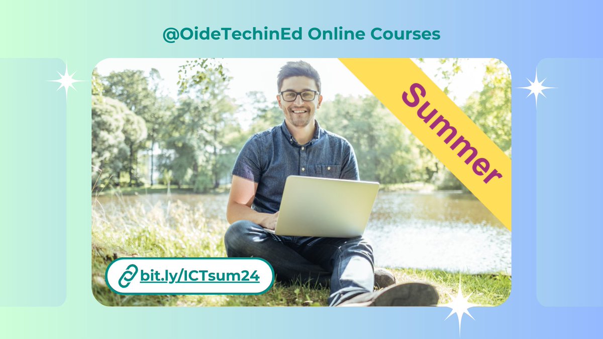 Oide Technology in Education (@oidetechined) on Twitter photo Online summer course news out now!
Learn about our <a href="/OideTechinEd/">Oide Technology in Education</a> online #summercourses for primary teachers. Enrol from 1st May - 10am onwards.
Info: bit.ly/ICTSum24
#ICTonlinecourses <a href="/Oide_Ireland/">Oide Schools' Support Service, Ireland</a> <a href="/ncseirl/">NCSE</a> <a href="/OideInclusiveEd/">Oide Primary Inclusive Education</a> <a href="/IPPN_Education/">IPPN</a> <a href="/ESCItweets/">ESCI</a> #Edchatie Online summer course news out now!
Learn about our <a href="/OideTechinEd/">Oide Technology in Education</a> online #summercourses for primary teachers. Enrol from 1st May - 10am onwards.
Info: bit.ly/ICTSum24
#ICTonlinecourses <a href="/Oide_Ireland/">Oide Schools' Support Service, Ireland</a> <a href="/ncseirl/">NCSE</a> <a href="/OideInclusiveEd/">Oide Primary Inclusive Education</a> <a href="/IPPN_Education/">IPPN</a> <a href="/ESCItweets/">ESCI</a> #Edchatie