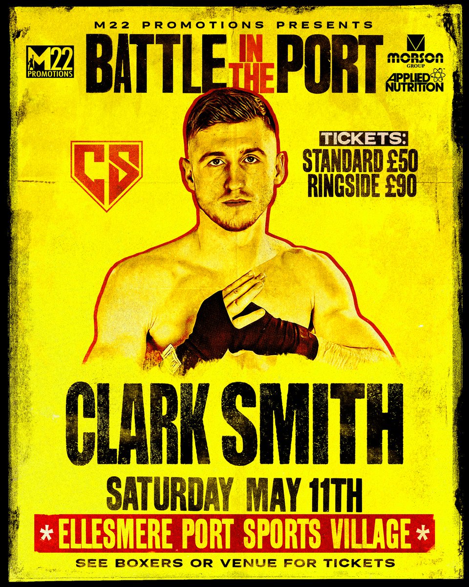 CLARK RETURNS 🥊 Talented unbeaten prospect @clarksmith_7 returns to the ring on 11.5.24 . Boxing on the undercard of stable mate @1paulbutler01 World title fight on the Battle in the port show . Tickets available from venue & fighters . #boxing #Clark #battleintheport #M22