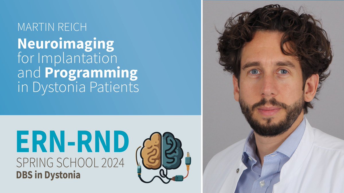 Are you interested in #DBS in #Dystonia? Then don't miss the talk of @MartinMReich1 about 'Neuroimaging for Implantation and Programming in Dystonia Patients' during our #SpringSchool on April 18, 11 CEST. Registration: ec.europa.eu/eusurvey/runne…, Programme: ern-rnd.eu/education-trai…