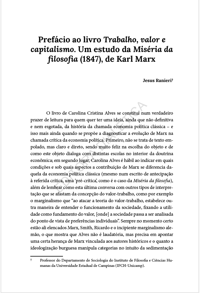 Finally, my two-year party with Hegel, Proudhon, Marx, Locke, Vladimir, Lukacs, Arednt, Netto, and Beluzzo will no longer be confined to the walls of a library! And I’m even luckier to have the preface written by my brilliant MPhil supervisor, Jesus Ranieri, @IFCH_Unicamp! 💕