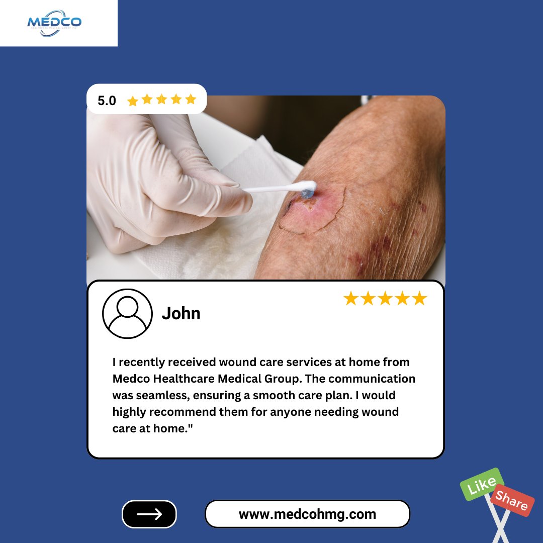 Feeling overwhelmed with wound care? Let our professionals handle it! We offer expert wound cleaning, dressing changes, and infection prevention to promote healing.
#medcohealthcaremedicalgroup
#woundcaremanagement
#infectionprevention
#clienttestimonial