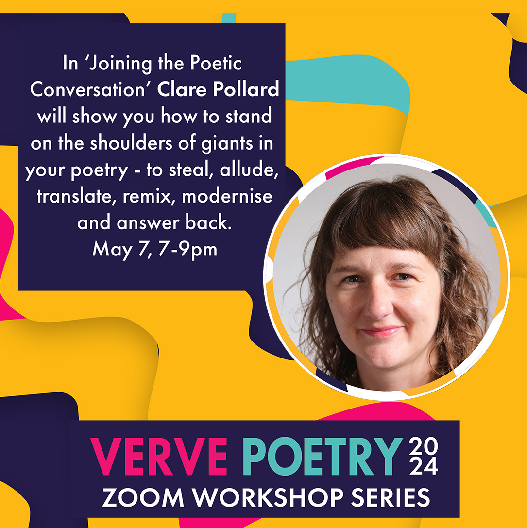 Our Zoom Workshop Series is looming. The 1st one, with @poetclare [May 7, 7-9pm, £24.50/£18.50] is just over 4 weeks away. Entitled 'Joining the Poetic Conversation' can you afford to miss this rare workshop from this brilliant poet? Only a few spaces left tinyurl.com/mryb2dr9