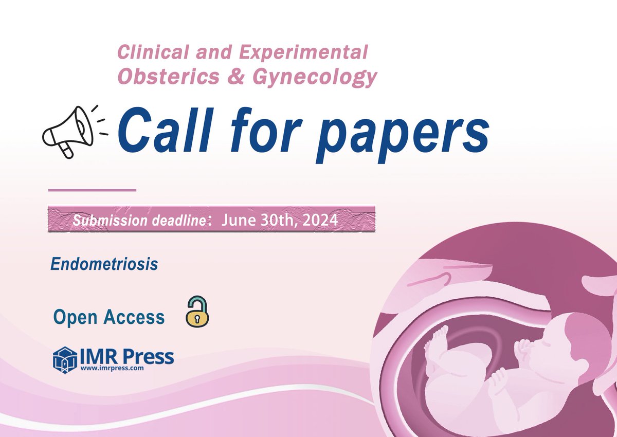 📢Call for paper on topic “#Endometriosis”!
@CEOGjournal  

#endometriosis  #obstetrics #gynecology #OBGYN #MaternalHealth #pregnancy #clinicalresearch #GynecologicalCancer    

Contact: yaffa.yue@imrpress.com
Submit link:imr.propub.com  

Welcome to your contribution!😁