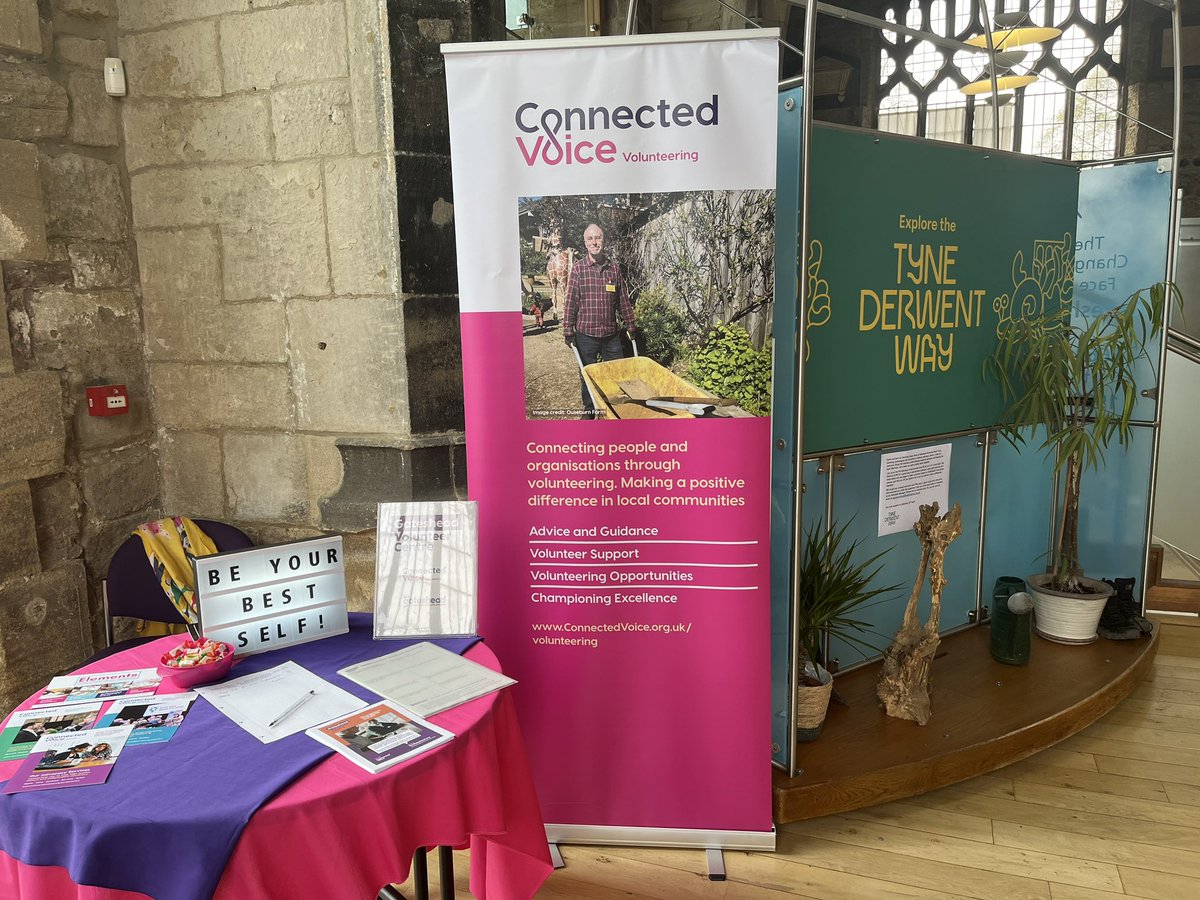 @ConnectedVoice_ #GatesheadVolunteerCentre are at the launch of the @TyneDerwentWay launch #stmarysheritagecentre (next to @glasshouseicm on Gateshead quayside). Come and find out about how you can get involved! Free activities all day.