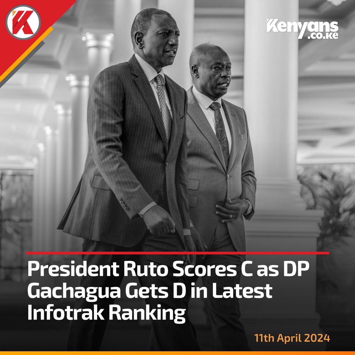 President Ruto scores C as DP Gachagua gets D in latest Infotrak ranking