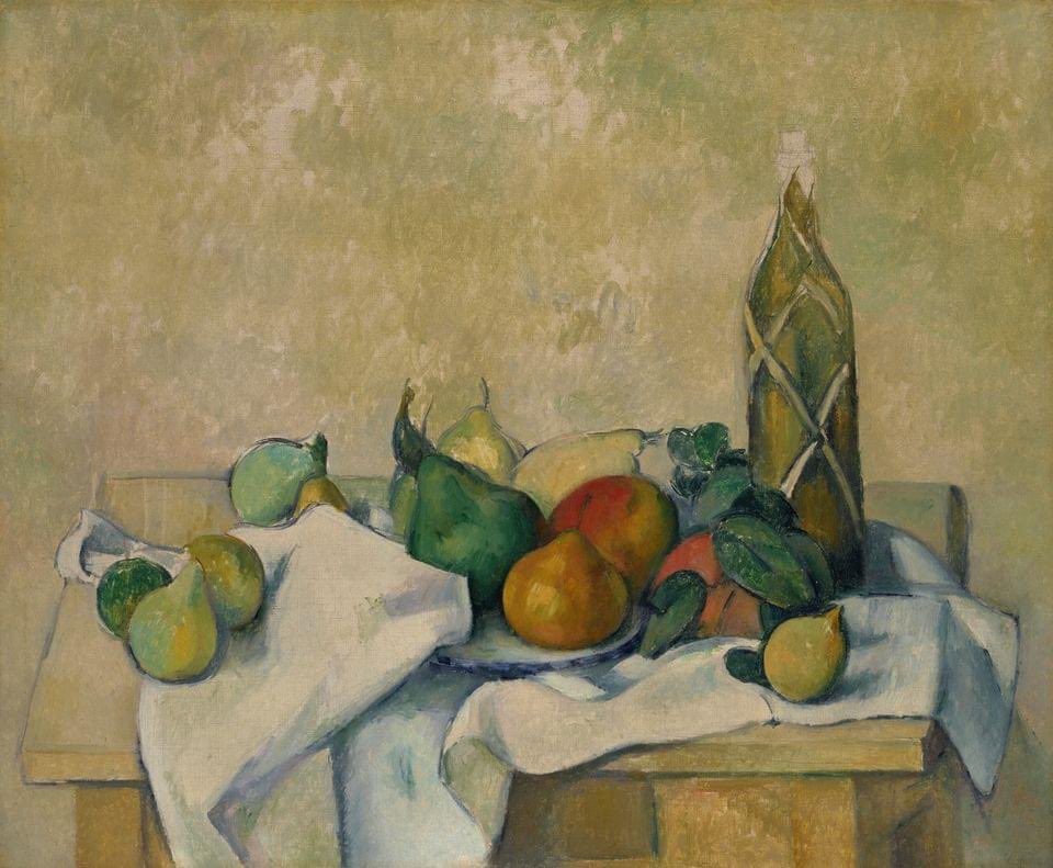 Paul Cézanne French Artist, 1839 - 1906 'Still Life with Bottle' #VentagliDiParole #art #artist #NoWar 🏳️‍🌈🏳️‍🌈 Date ca. 1890 Oil on canvas 54.2 x 65.7cm Pola Museum of Art, Kanagawa, #Japan