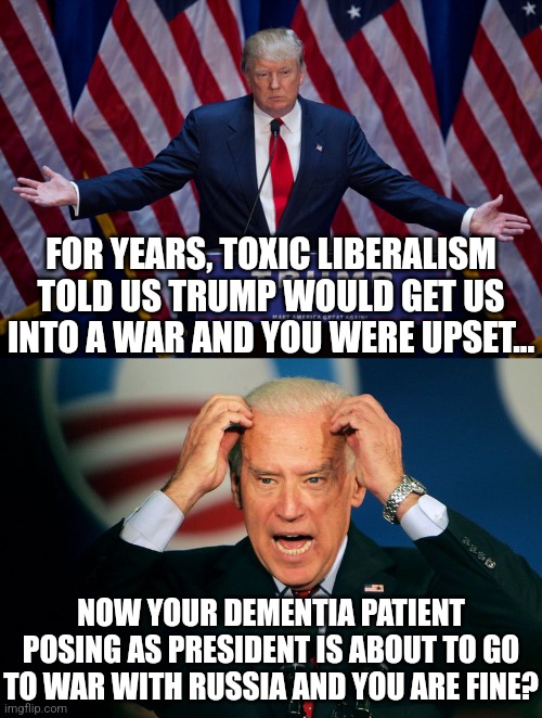 HOW CAN ANYONE WANT TO REPLACE JOE?
@JoeBiden has brought us close to #WorldWar3.  This war will eliminate much of the overpopulation of the world.  Let's make sure we pick a strong president - like Joe - with the strength to start wars.     
@Disciple4Lif @DoraHearst1656…