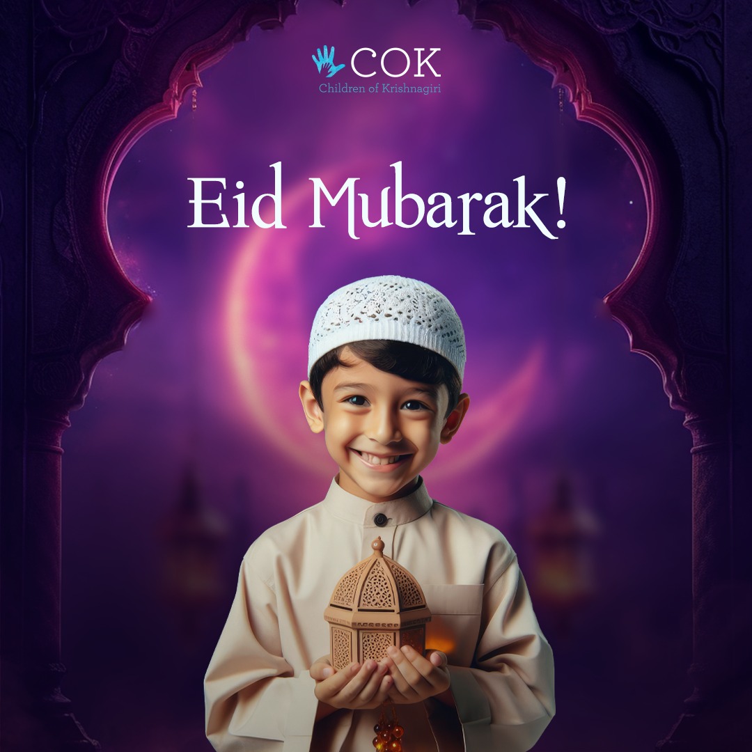 All of us at 'Children of Krishnagiri ', we wish you a joyous and blessed Eid! May this celebration strengthen the bonds of compassion and love. Sending heartfelt wishes for a prosperous year ahead.
.
.
#EidMubarak #ChildrenOfKrishnagiri #Community #Compassion #WeArePositive #CoK