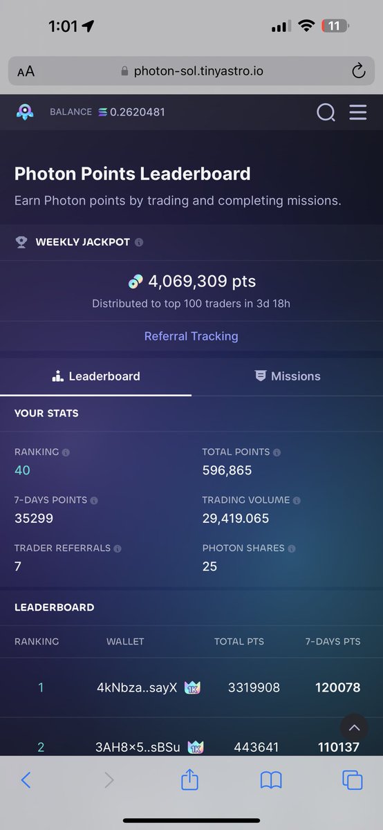 Here are my Photon stats. And here is my referral link for Solana: photon-sol.tinyastro.io/@franklin