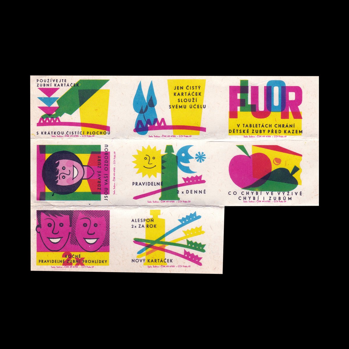 Healthy Teeth Campaign, Czechoslovakian 1969 Matchbox label set designreviewed.com/artefacts/heal…
