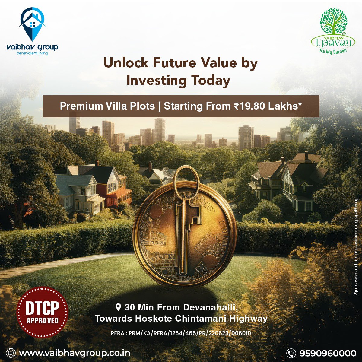 Unlock your future by investing today with premium villa plots starting at ₹19.80 Lakhs* in Jangamakote, Bangalore, offered by Vaibhav Upavan from Vaibhav Group.”

#VaibhavGroup #investforthefuture #investforkids #investinplots
#PlotsForSale #ResidentialPlots #LandForSale