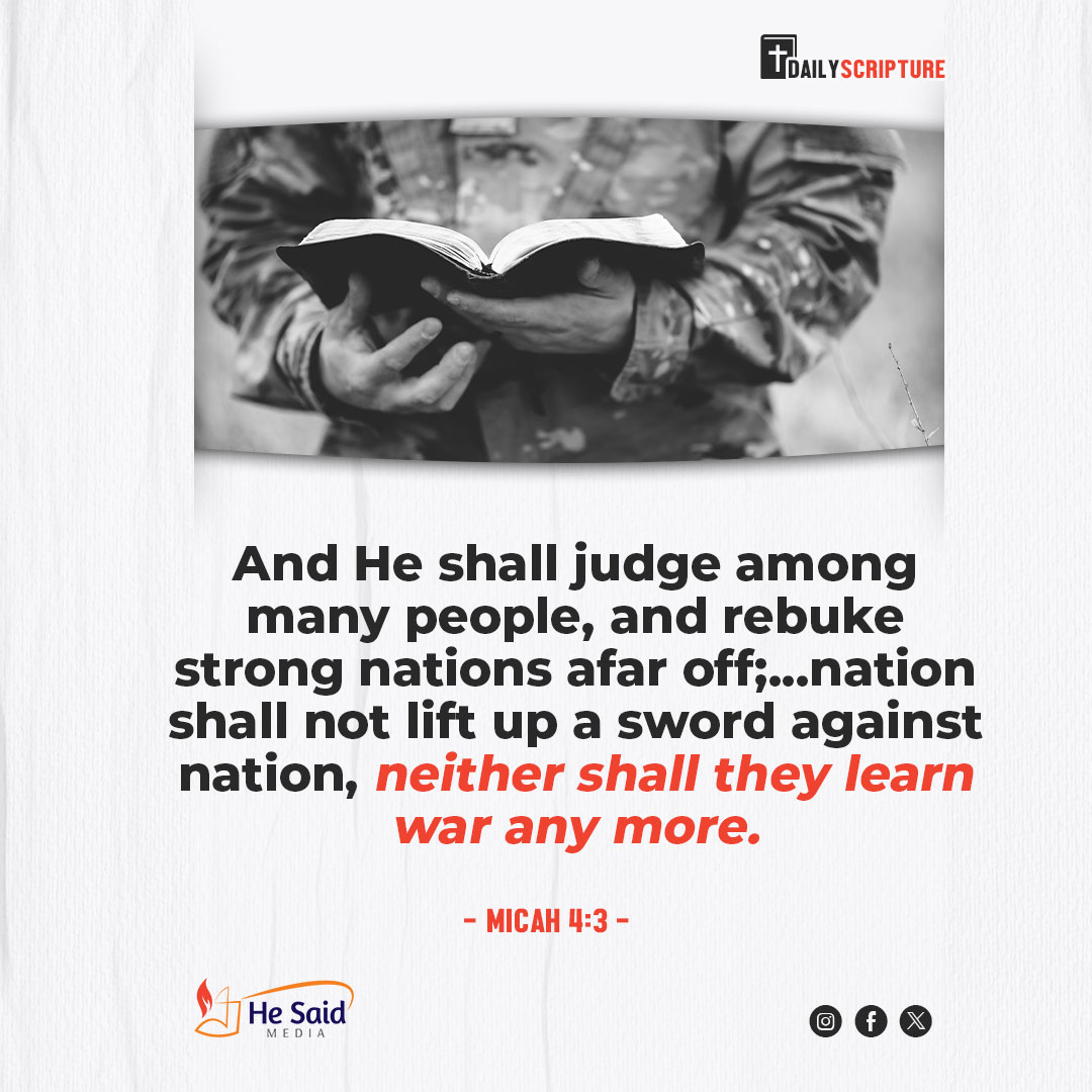 And God shall wipe away all tears from their eyes; and there shall be no more death, neither sorrow, nor crying, neither shall there be any more pain: for the former things are passed away. (Rev. 21:4)

#AllThingsNew #WarWillEnd #Heaven