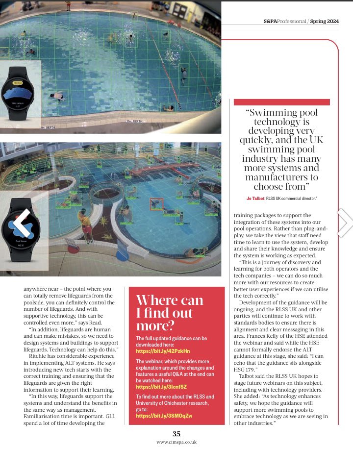 Assisted Lifeguard Technology ( ALT) & AI I’m very proud to be involved in this project which is going to ensure our lifeguards has support in their roles with a secondary level of safety. I hope this becomes a “must have” for every UK public swimming pool.