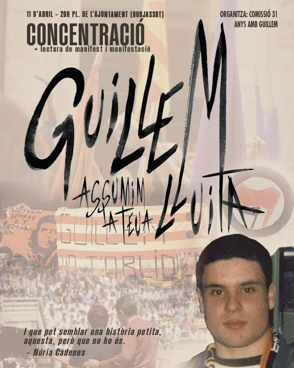 elmicaletsc's tweet photo. Avui fa 31 anys de l'assassinat de #GuillemAgulló. https://t.co/T3eqnJ3lzX
