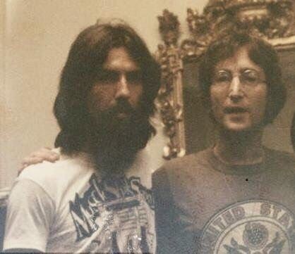 #GeorgeHarrison and #JohnLennon in backstage at Madison Square Garden before the Concert For Bangladesh, August 1971