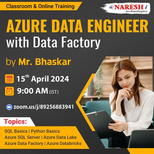 🛑 Free Demo 🛑
✍Enroll Now: bit.ly/3J7MhDt
👉Attend a Free Demo On Azure Data engg with Data Factory by Mr. Bhaskar.
📅Demo on: 15th April @ 9:00 AM (IST)
For More Details:
🌐Visit: nareshit.com/new-batches