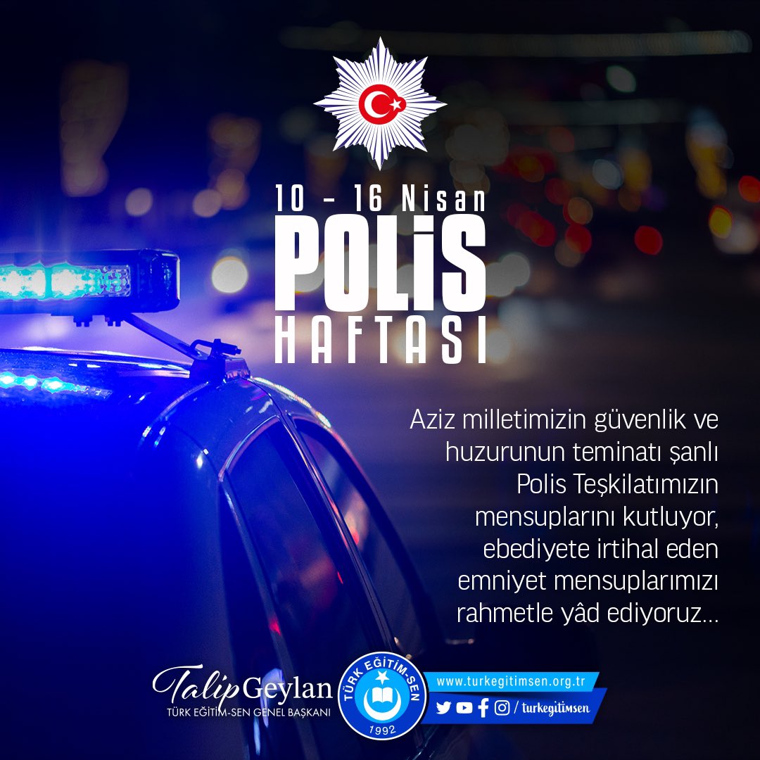 10 NİSAN POLİS GÜNÜ VE POLİS HAFTASI KUTLU OLSUN.

179 yıllık köklü bir maziye sahip olan Türk Polis Teşkilatımız, aziz milletimizin huzur ve güvenliğinin teminatıdır.

#10NisanPolisGünü
#10NisanPolisHaftası #PolisHaftası
#PolisGünü
@TC_icisleri @EmniyetGM