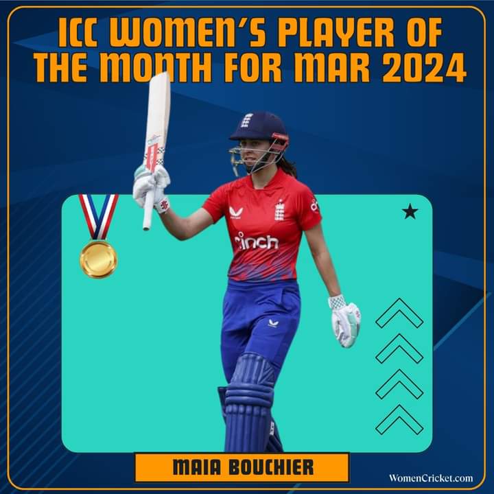 ICC Women’s Player of the Month for March 2024: Maia Bouchier 🥇

#women #cricket #maiabouchier #englandcricket #ICCAwards #explore #ICC
