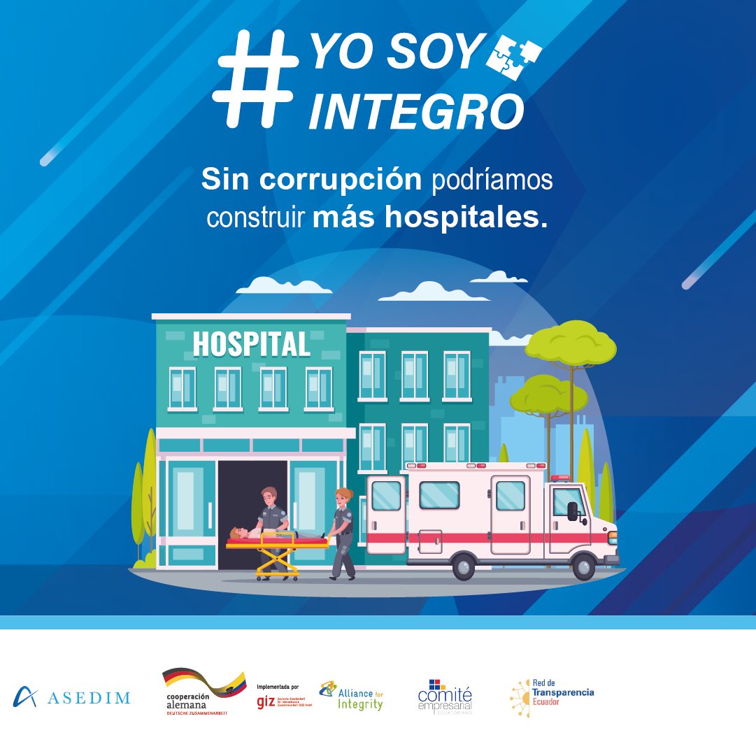 #YOSOYÍNTEGRO|La corrupción nos afecta a nuestra vida en innumerables niveles, sin ella podríamos construir más hospitales. Denuncia si ves un acto de corrupción por más grande o pequeño que parezca. Que el desinterés no se convierta en tolerancia.