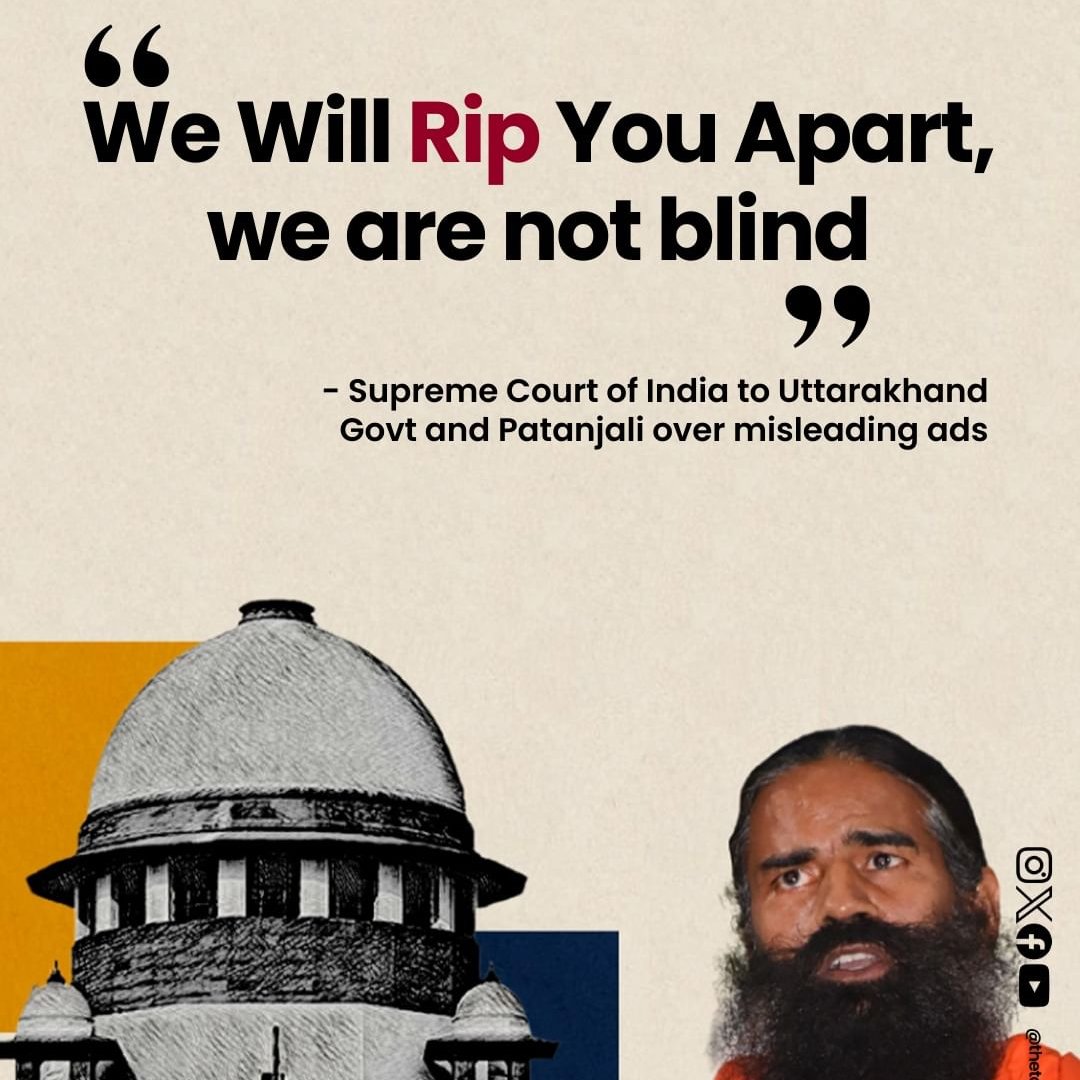It means- Supreme court will destroy them by tearing it into pieces ? So #Hindus just close ur eyes be blind because 75 yrs u played this role pefectly But myself NO I AS A HINDU SUPPORT #Patanjali & #BabaRamdev बाकी वो तो गये तेल लगाने @abhayose1 @Shivaradhana55 @Saffronkoffee