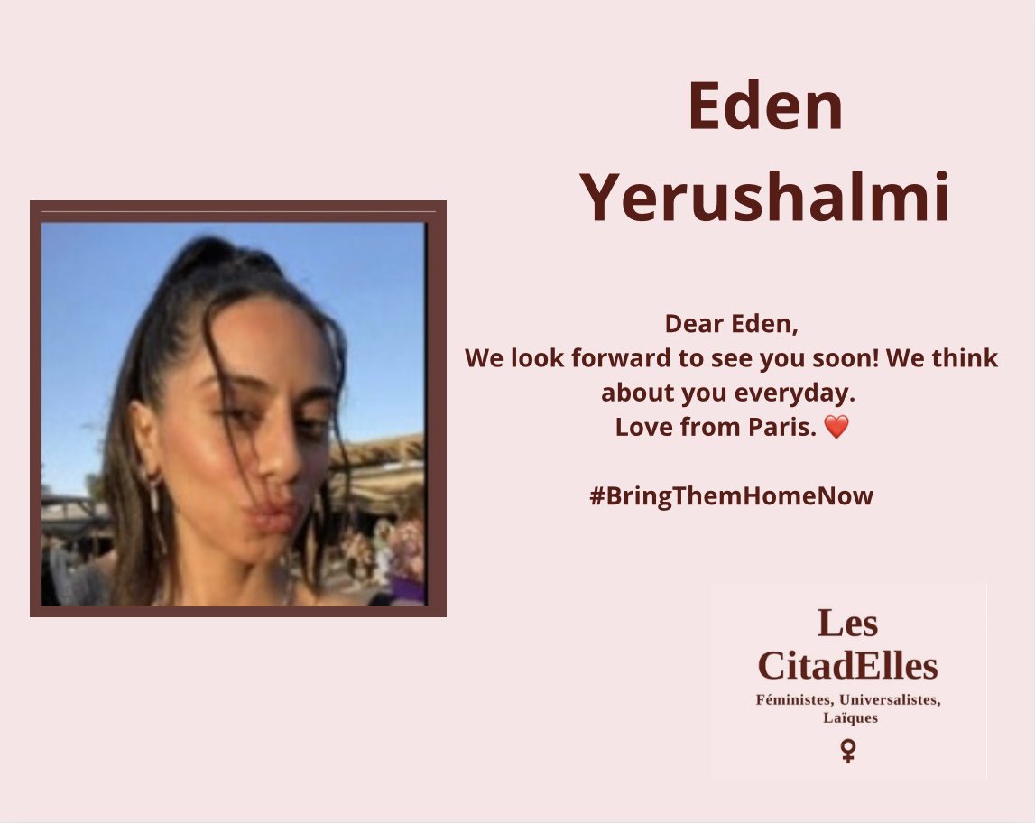 188 jours depuis ce maudit #7octobre. Eden Yerushalmi est #otage des terroristes du #Hamas. Nous craignons le pire pour elle car les femmes ont subi des #viols le jour même ou à Gaza #crimescontrelhumanite #BringThemHomeNow