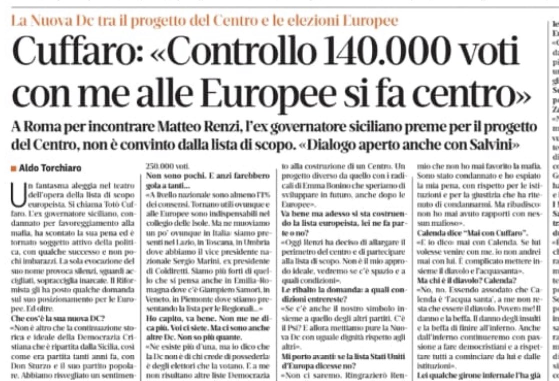 Ma è possibile che Cuffaro, tornato alla ribalta dopo essere stato in  carcere per favoreggiamento dei mafiosi, possa dichiarare impunemente di  CONTROLLARE 140.000 voti. Come li controlla? Per mezzo di chi o, image size:1119x762