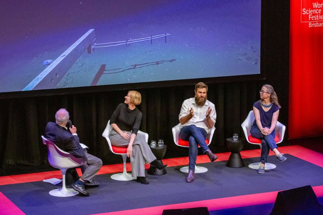 SBS researcher and @deepseauwa Deputy Director, @DrToddBond recently presented on a the Deep Dark Ocean panel at @WSFBrisbane Great to see our scientists present their work on the big stage 🌊🌏🤓🐟🦑