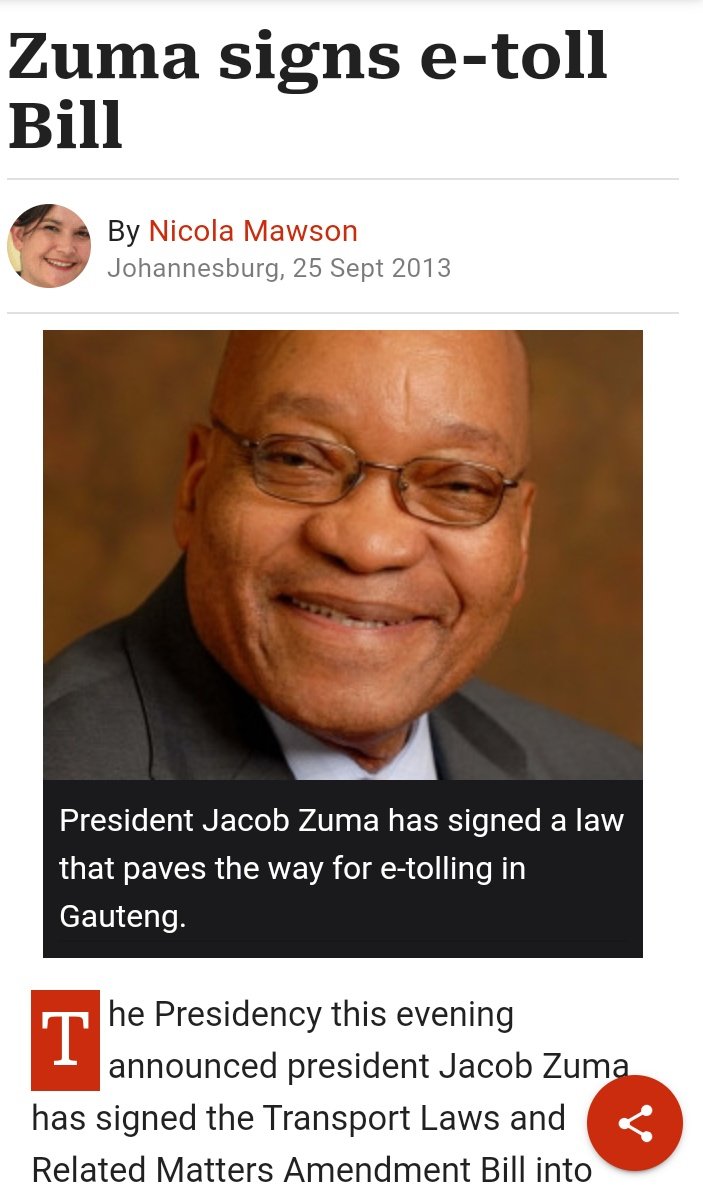 Let's not forget that MK President signed e-tolling bill in 2013 🚮