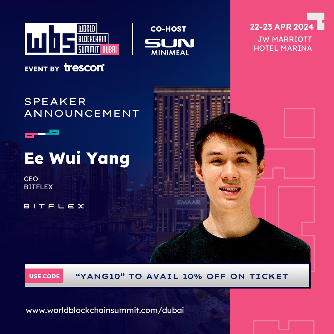 Unlocking the potential of blockchain with @EeWuiYang, CEO of BITFLEX, at #WorldBlockchainSummit Dubai

Book now - hubs.li/Q02snrT40

#WBSDubai2024 #BlockchainInnovation #TechRevolution #blockchainevents #investorconnect #web3 #cryptocurrency #speaker #speakerinsights