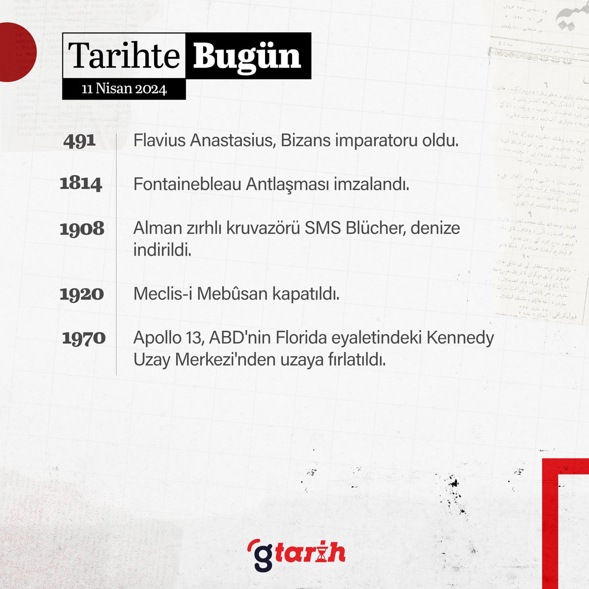 Tarihte bugün neler yaşandı? 🙌 Tarihte yaşanan önemli olayları sizin için derledik. 💢 Geçmişe dönük haberleri ve özel içerikleri kaçırmamak için gdh tarih sosyal medya hesaplarını takip etmeyi unutmayın. 📅 11 Nisan 2024