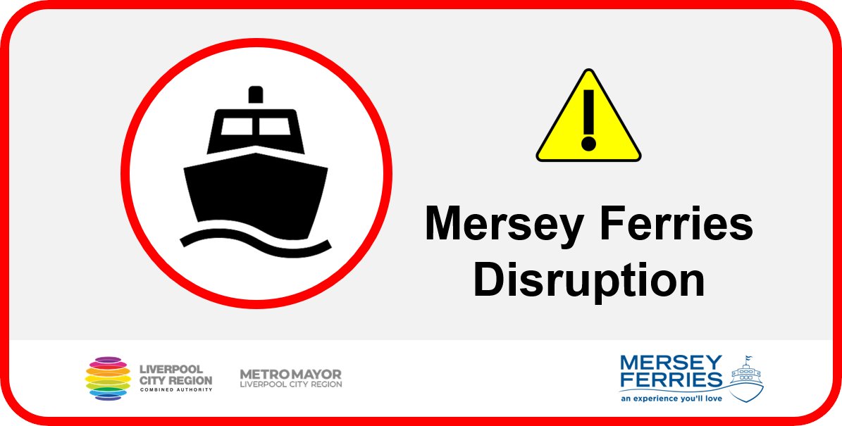 #MerseyFerries | ⚠️ Due to low water, commuter services will not operate this morning (Thursday) A bus replacement service will run between Seacombe and Hamilton Square The last afternoon commuter sailing will be at 6.20pm from Pier Head with the 6.40pm service cancelled