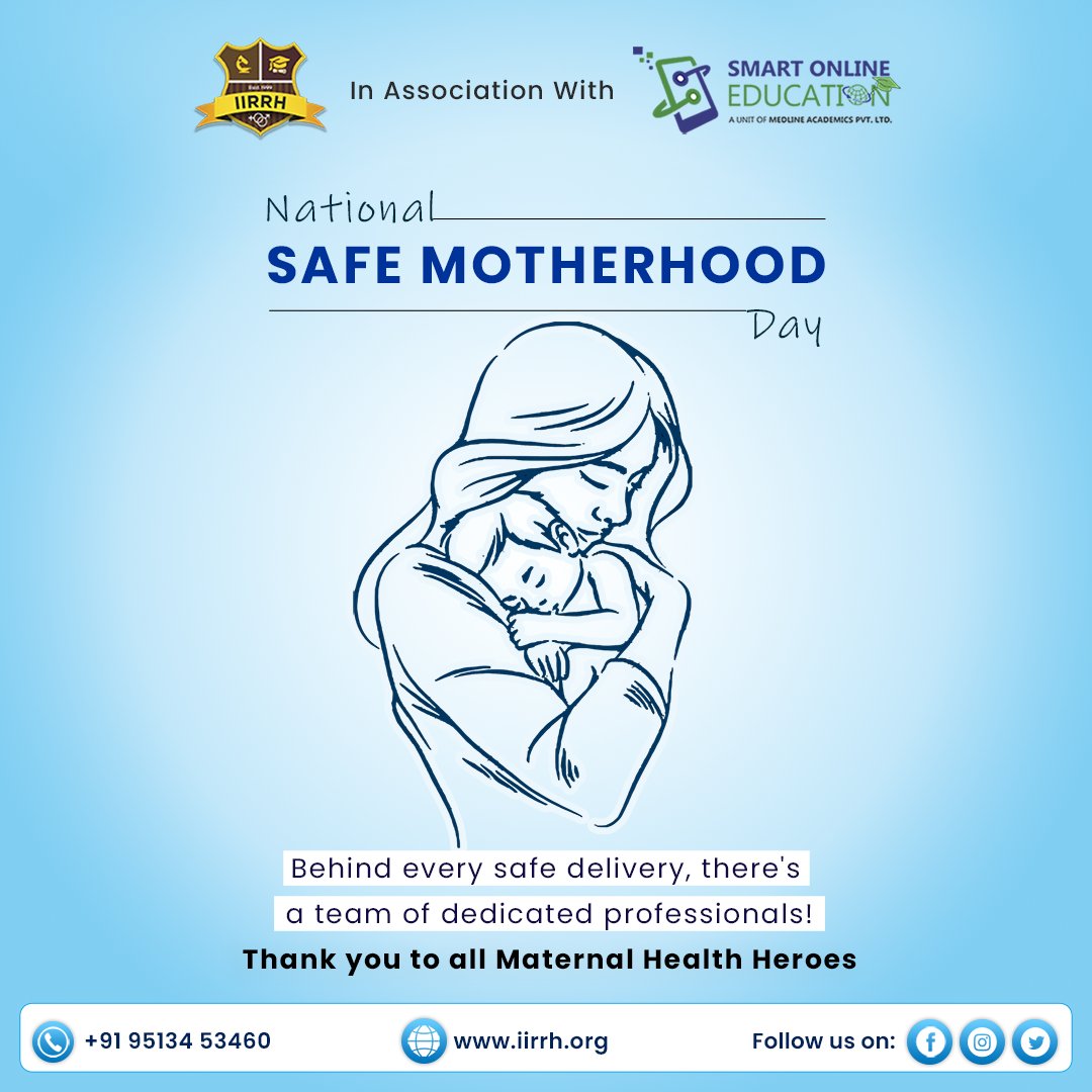 Today, on National Safe Motherhood Day, let's honor the strength and resilience of all mothers. 

Visit: iirrh.org 

#NationalSafeMotherhoodDay #SafeMotherhoodDay #SupportMothers #ReproductiveMedicine #FellowshipInReproductiveMedicine #MaternalHealth