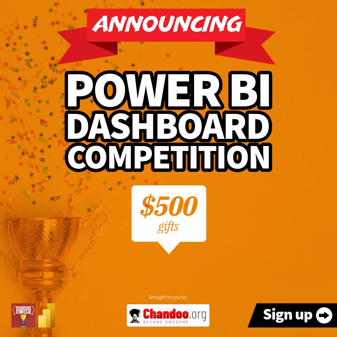 🏆CONTEST ALERT!!!

Make a Power BI Dashboard to impress Awesome Chocolates CEO and win $500 Amazon gift cards. Contest ends on 30th April, so hurry up and submit your best work 👩‍💻👨‍💻

Details here: chandoo.org/wp/announcing-…

PS: Share with your PowerBI friends too