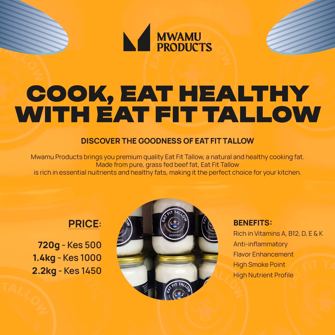 We encourage a healthy diet by offering an alternative to inflammatory seedoils.

A healthy cooking product,Tallow suitable for all your kitchen cooking needs.

Call/Text 0783980168 to order ☎️
Country wide deliveries 🚚