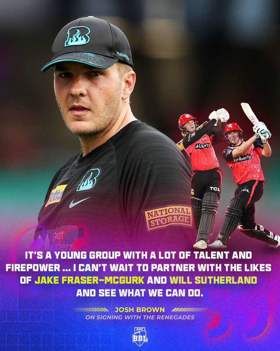 ✅ Fraser-McGurk
✅ Sutherland
✅ Brown

Exciting times ahead for the Renegades? 👀 #BBL14